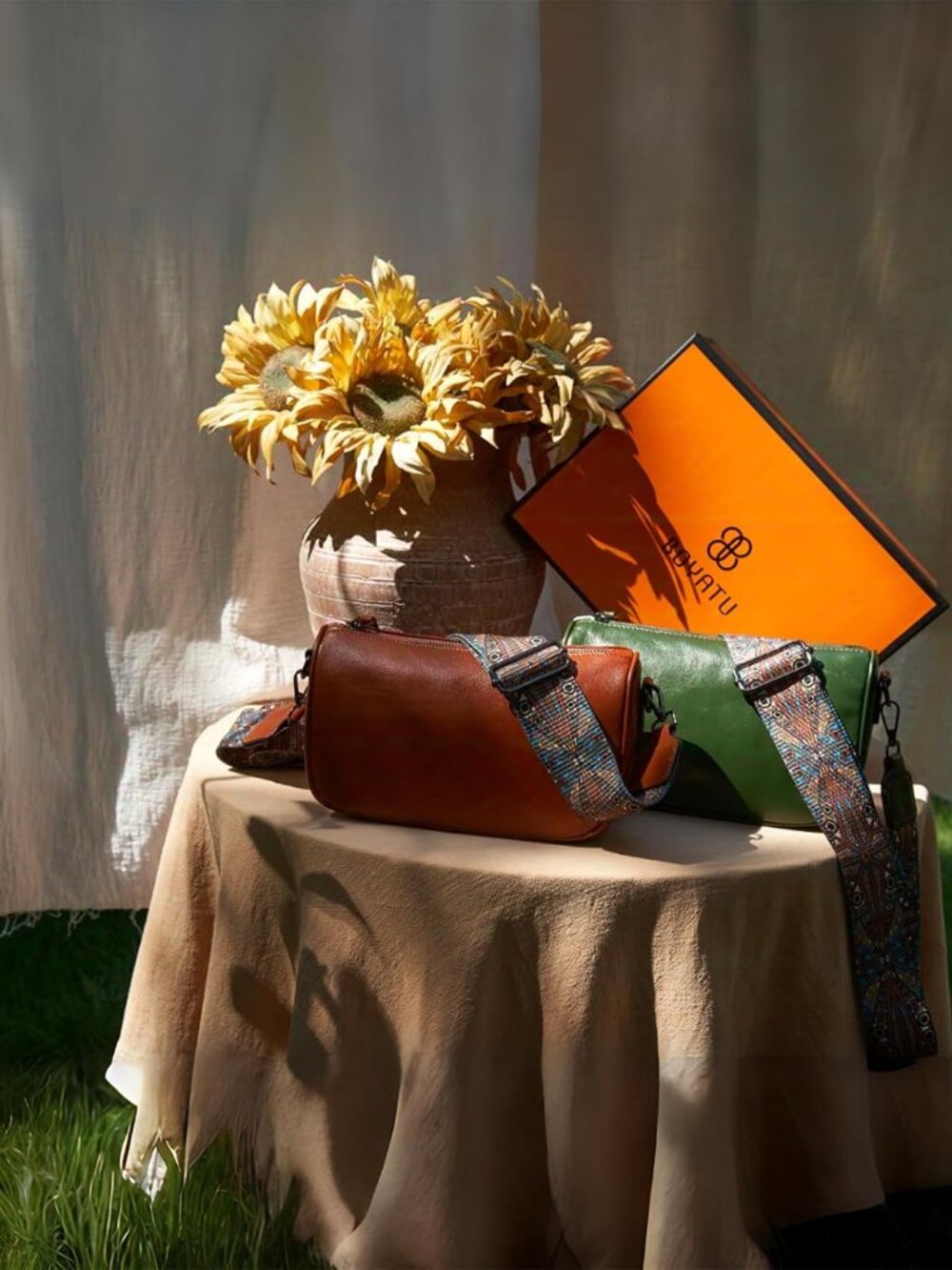 Purses: Small Genuine Cross Body Handbags with Wide Shoulder Strap to Travel Bro - Picture 3 of 9